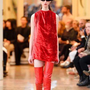 Acne Studio Rozenne Red Velvet Dress, US 2 / FR 34